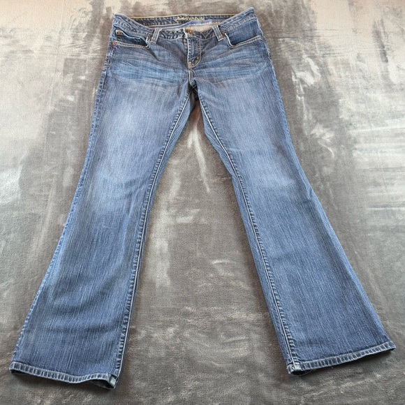 Jean Femme American Eagle Vintage Taille Haute 2 Bleu Denim Coupe Capri Boutonné